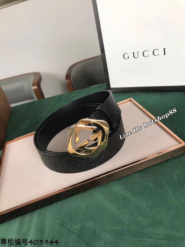 Gucci爆款男士皮帶 古奇糕樹皮鋼扣腰帶  jjp2327